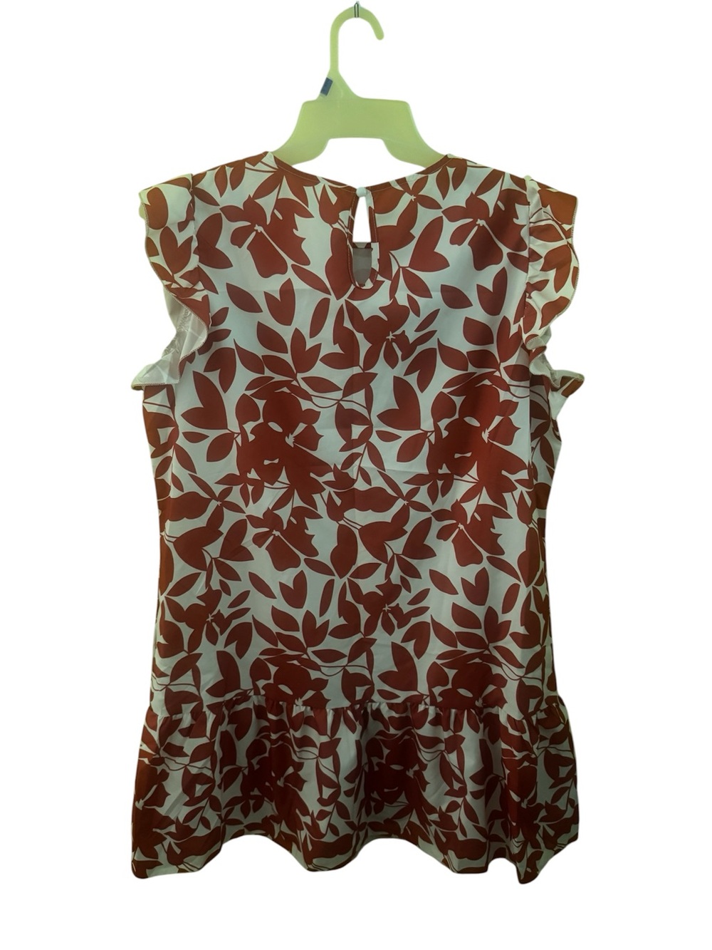 Floral Print Orange and White Midi Dress with Ruffle Hem